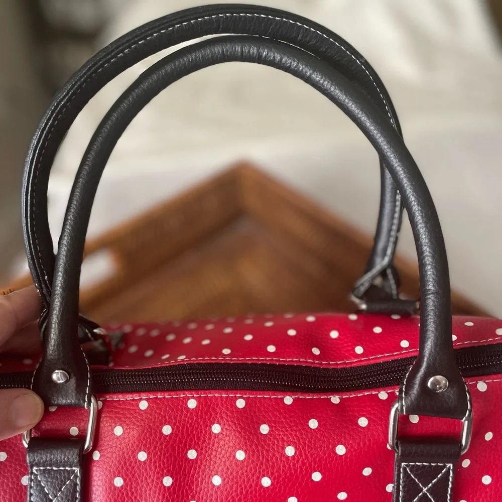 Disney Parks Minnie Mouse Red & White Polka Dot Vegan Leather Handbag - Picture 8 of 13